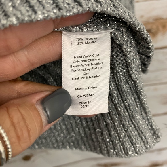 Talbots Holiday Gray Metallic Cable Knit Cardigan - Picture 6 of 6